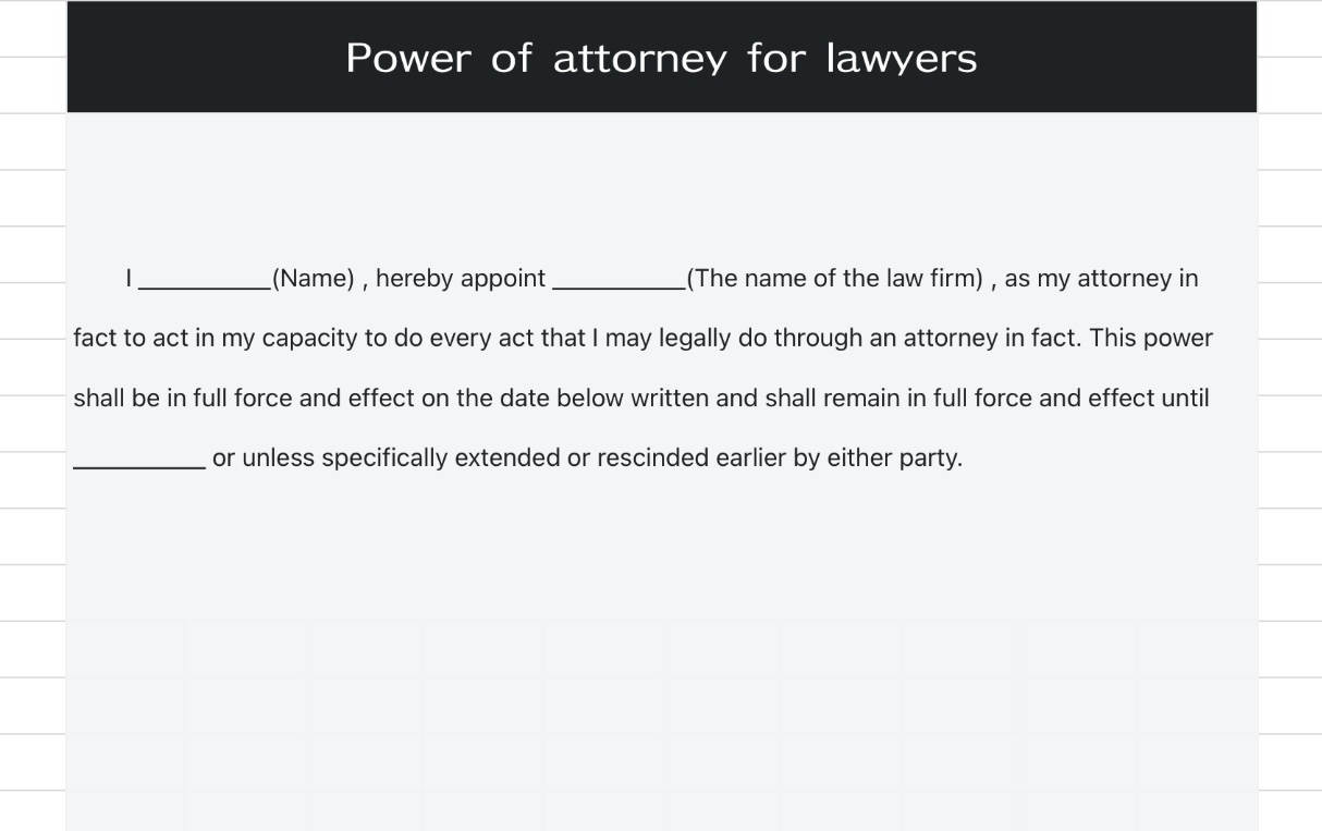 Power of attorney for lawyers